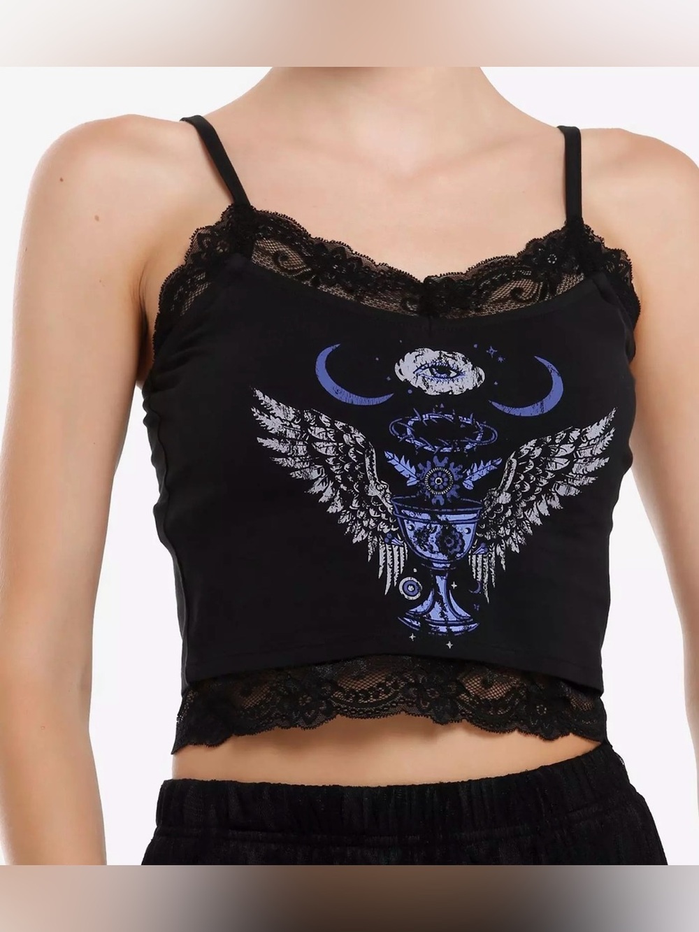 Cosmic Aura Y2K Winged Goblet Moon Celestial Mall Goth Witchy Fairy Cami Tank M